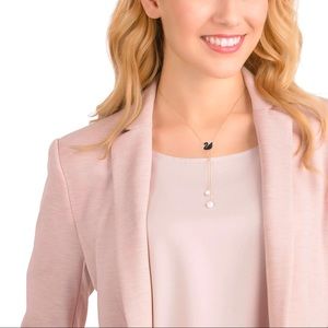 Swarovski Iconic Swan Y Necklace, Black, Rose-gold